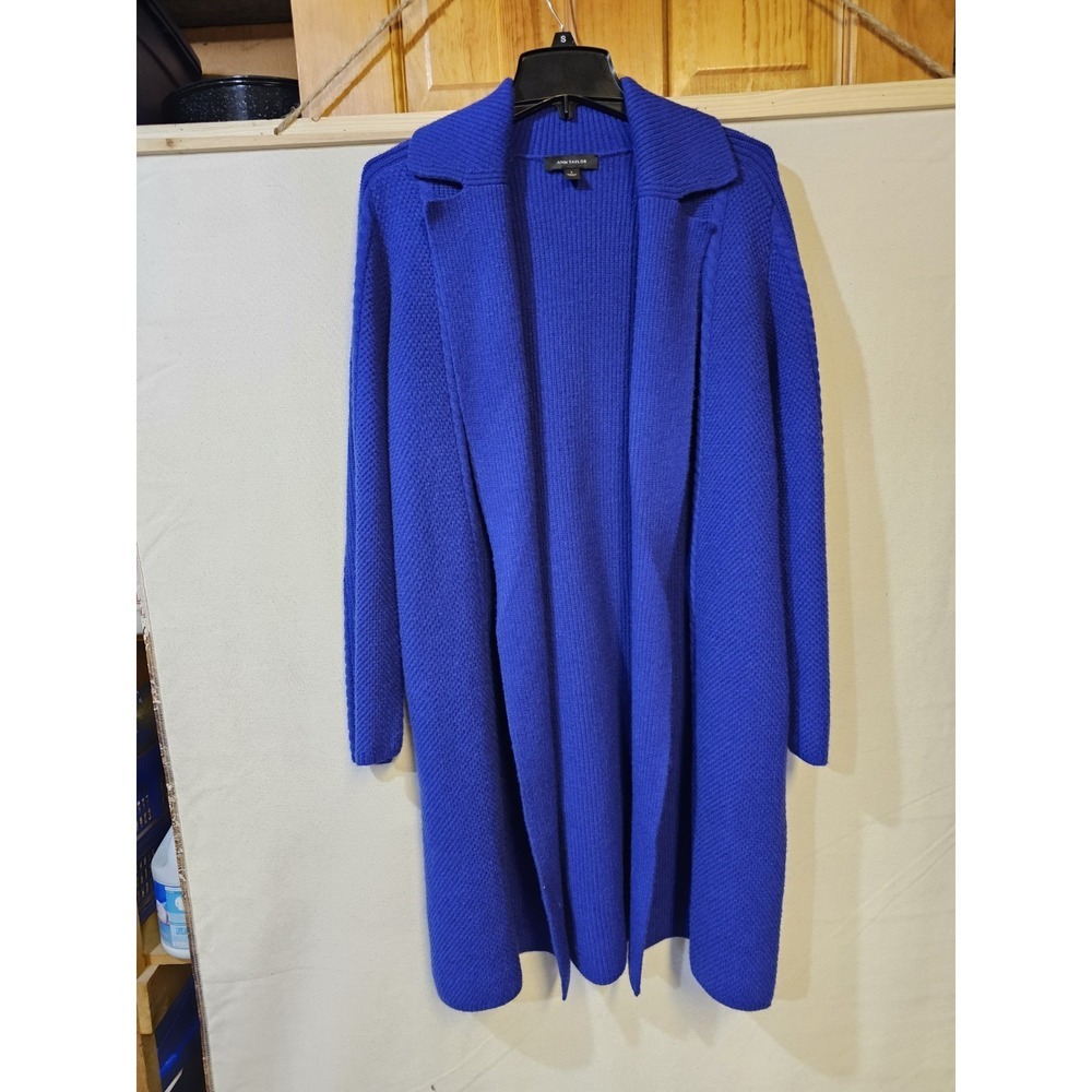 Ann Taylor Loft Women's Electric Blue Rib Cardigan Open Front Size Small - Picture 3 of 10
